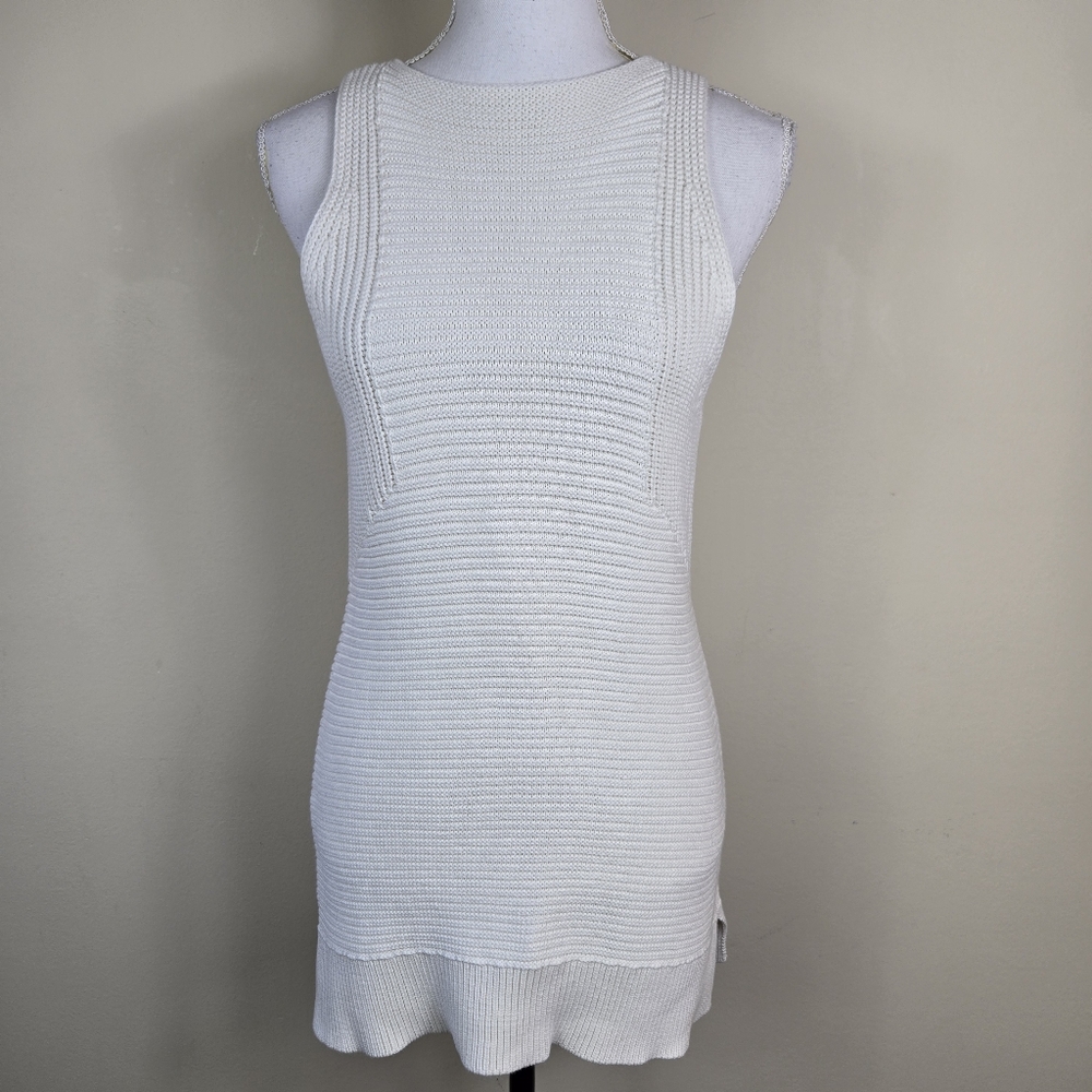 Allsaints Womens Sleeveless Tunic Sweater Top Size M Ivory